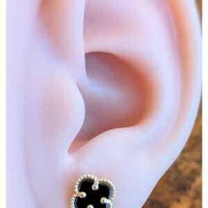 10k Black Clover Earrings