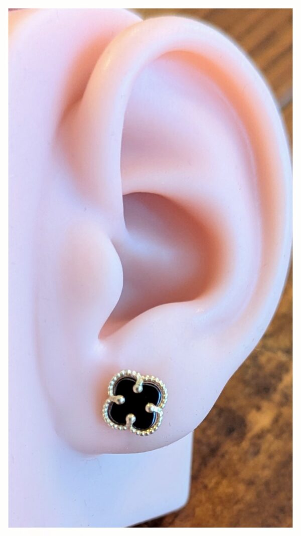 10k Black Clover Earrings
