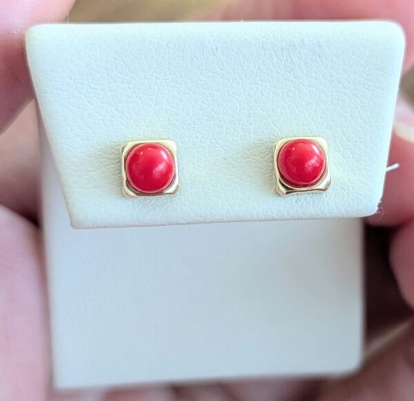 14k Red Pearl Earrings